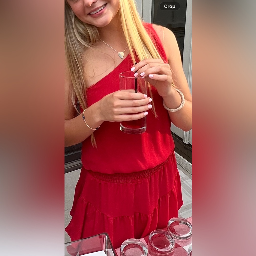 Red One-Shoulder Dress - Picture 4 of 4